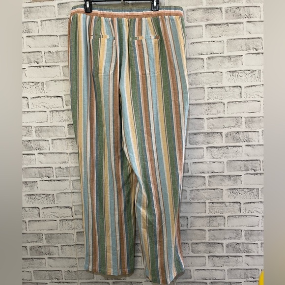NWT! Women’s Cato BOHO linen blend wide leg earth colored striped pants 18/20W - Picture 2 of 4